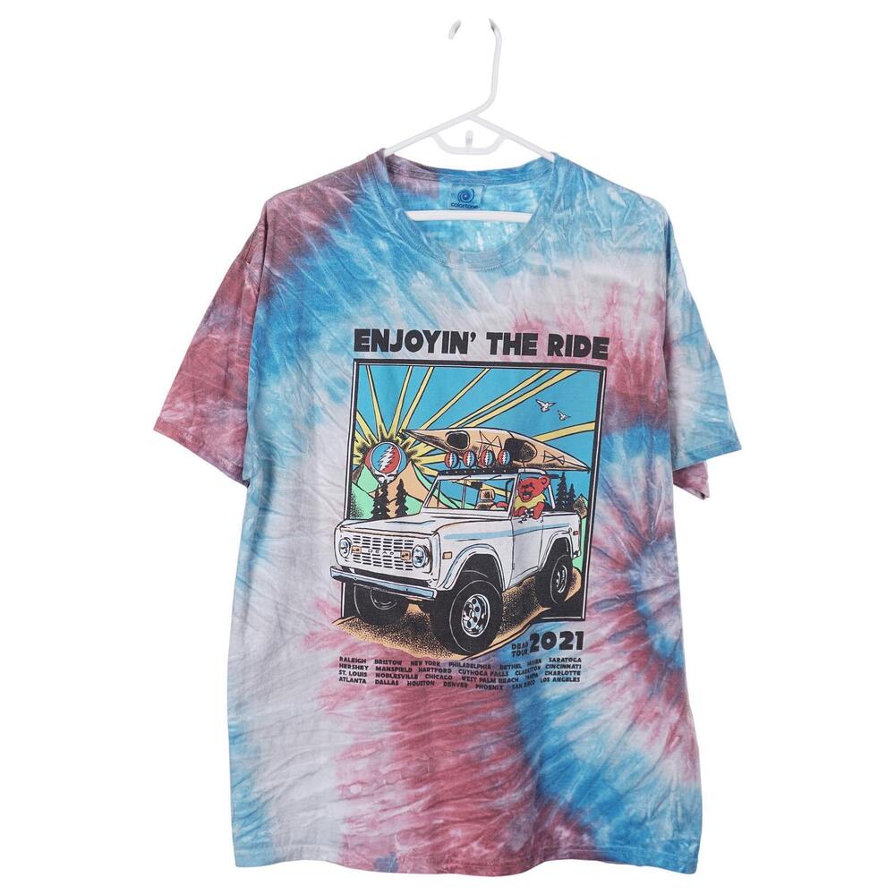 Grateful Dead 2021 Tour T-Shirt XL Tie-Dye Enjoyin The Ride Bear Skull Colortone